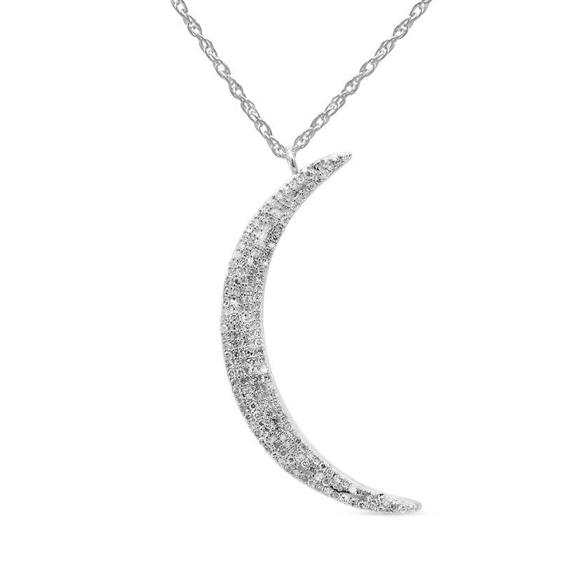 0.44 CT Round Crescent Moon Pendant Necklace In 14K Gold Plated