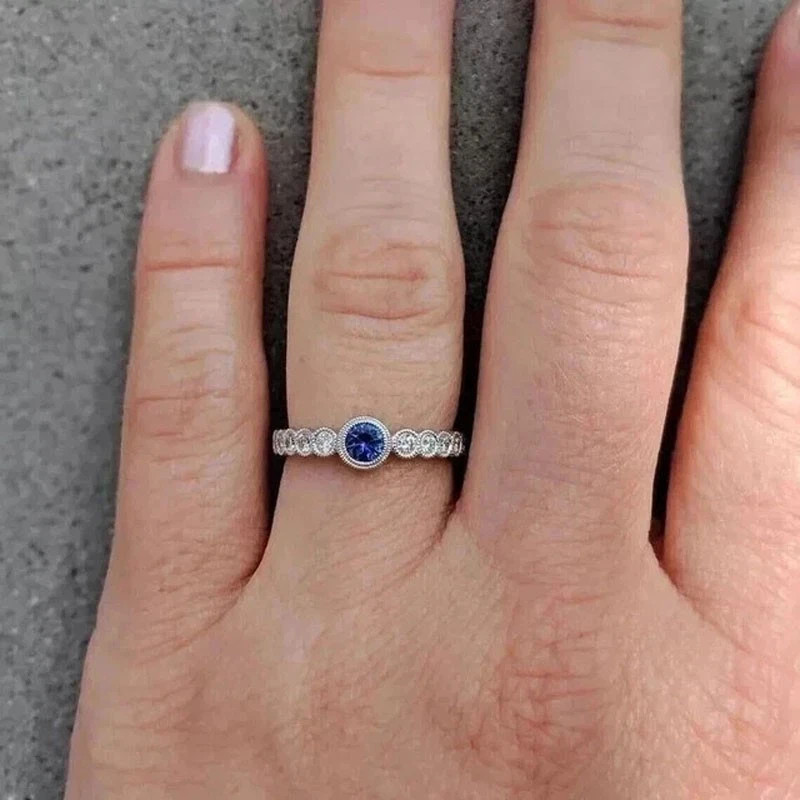 3Ct Round Cut Lab Created Sapphire Women’s Engagement Ring 14K White Gold Plated