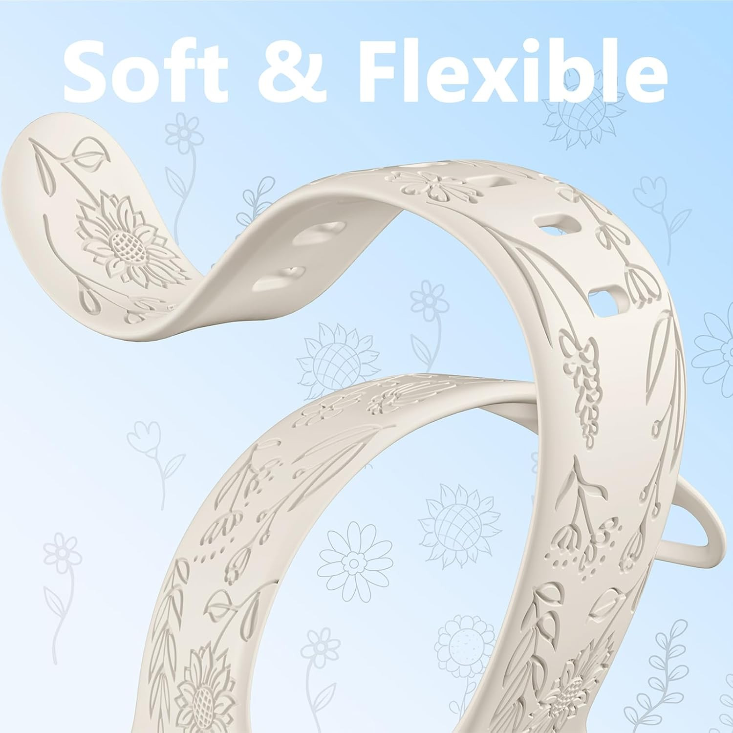 SNBLK 6 Pack Floral Engraved Bands Compatible with Apple Watch Bands 40Mm 41Mm 4