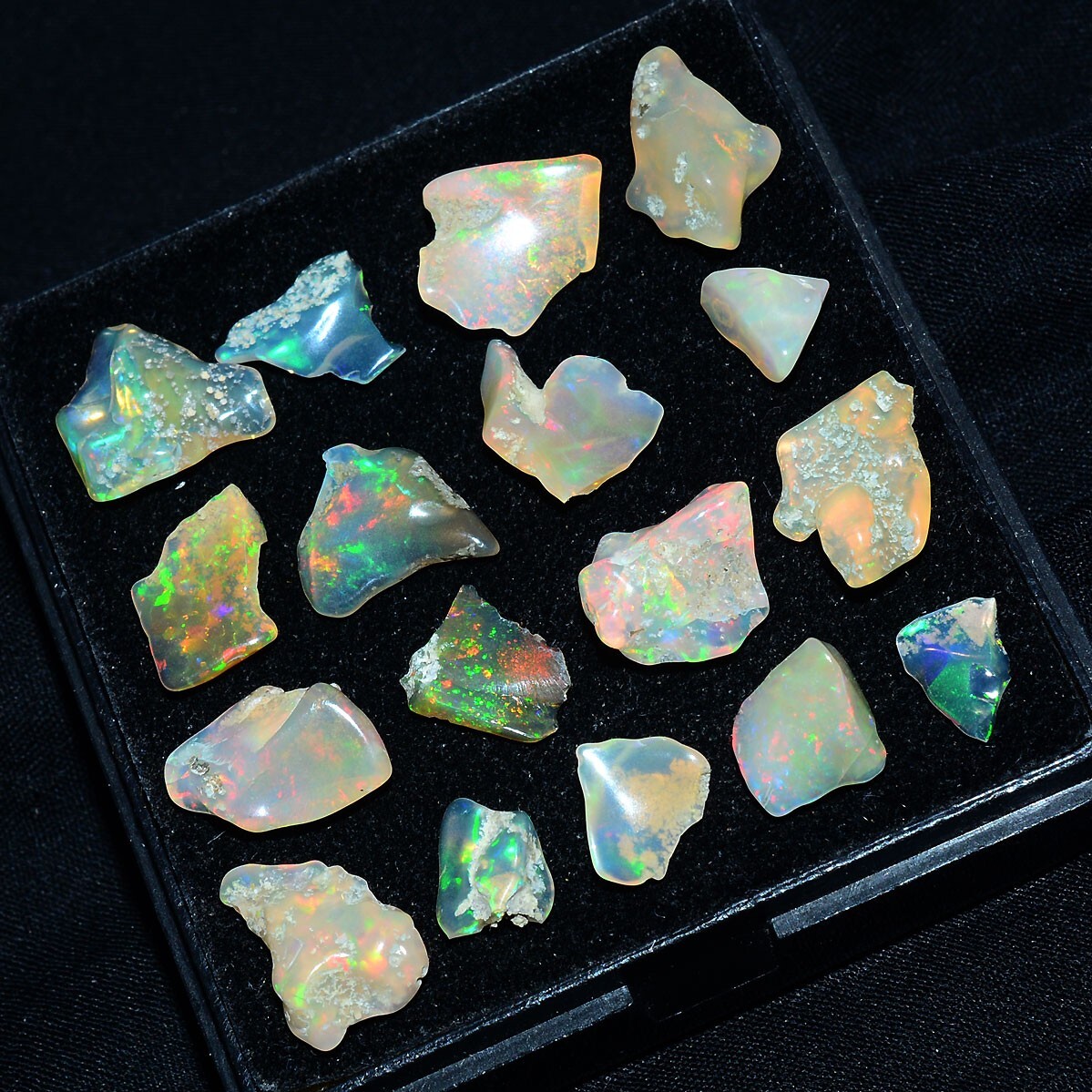 17 Pcs Natural Ethiopian Opal Rough AAA+ Grade Jumbo Welo Fire Raw Gemstones Lot