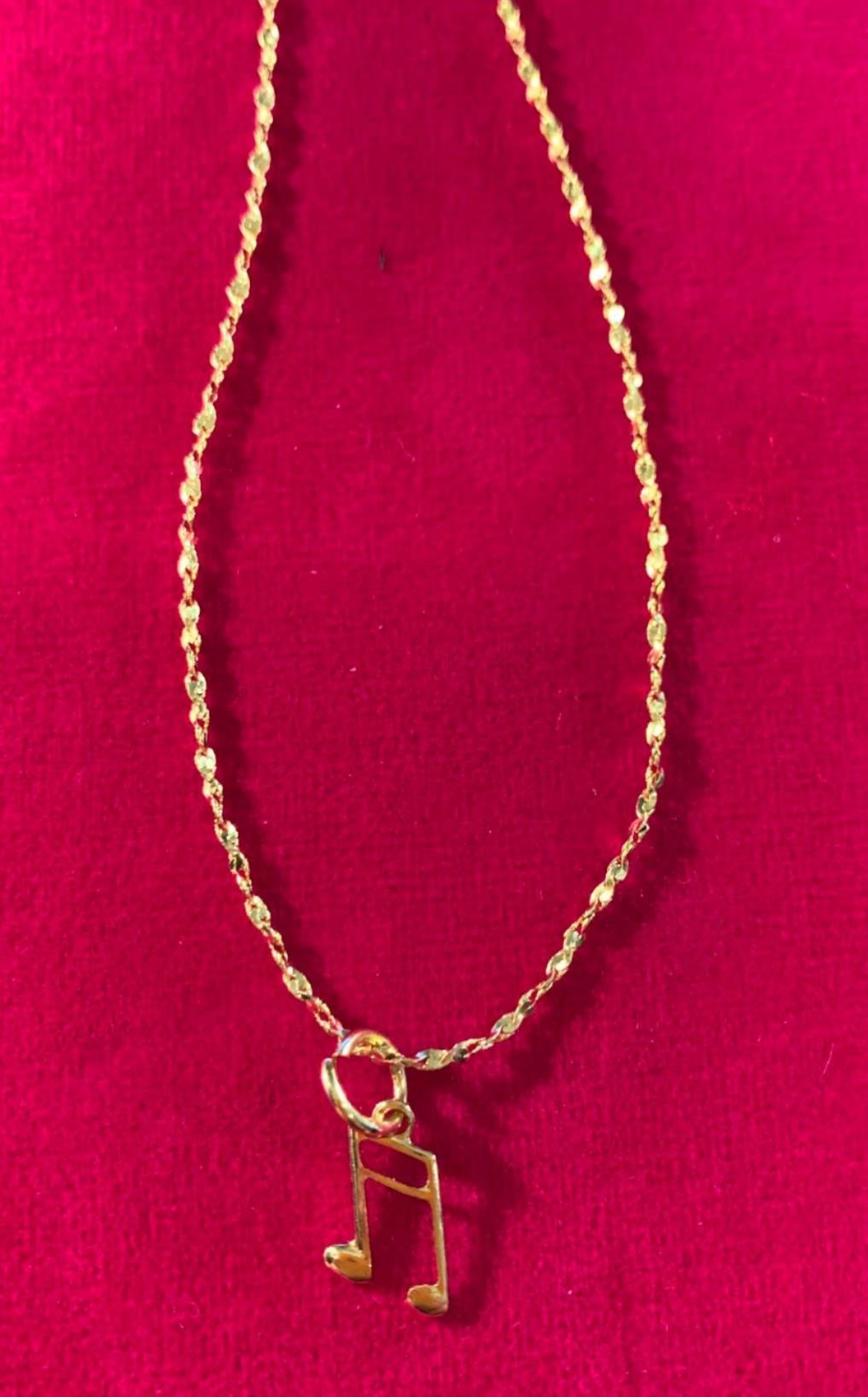 9 1/2 to 10 1/2 INCH 14KT GOLD PLATED TWISTED NUGGET ANKLET WITH A MUSIC NOTE