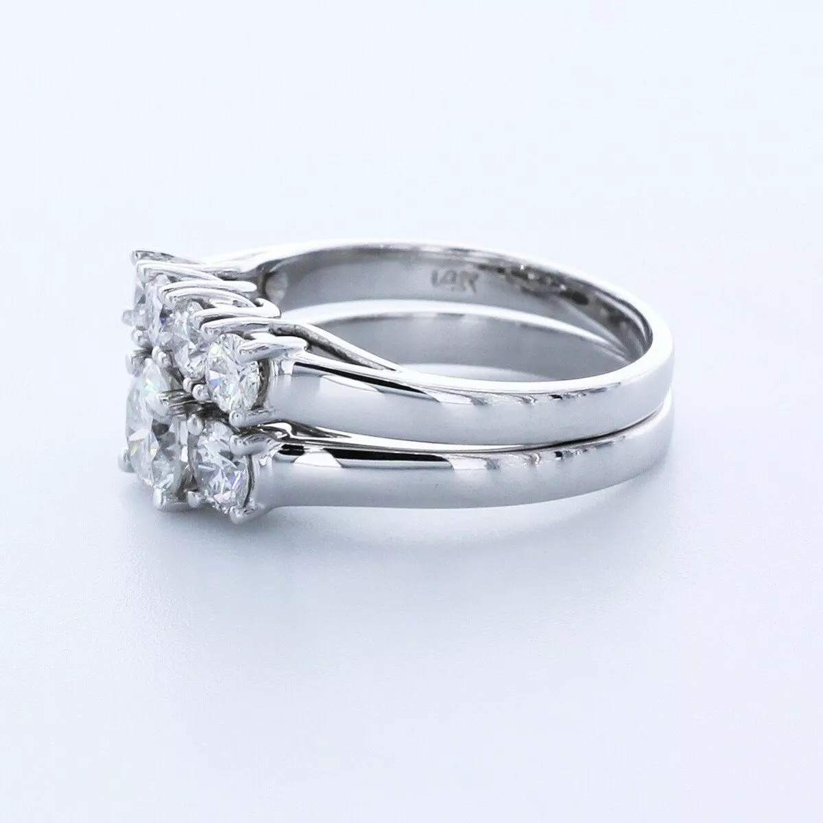 14K Gold Engagement Ring Set Trellis 1.80 Carat Round Lab-Grown Diamond E VS1