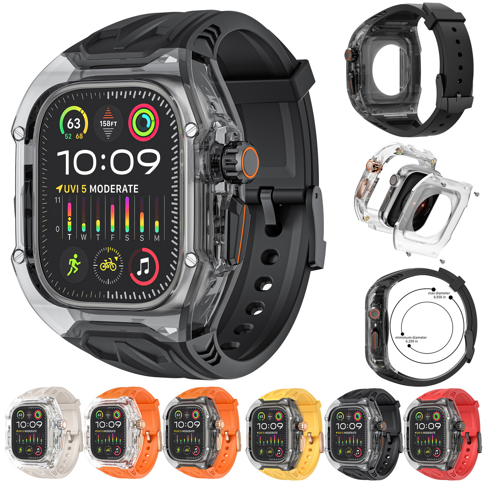Case+Silicone Bands Strap For Apple Watch Series 9 8 7 6 5 4 SE/iWatch Ultra 1/2