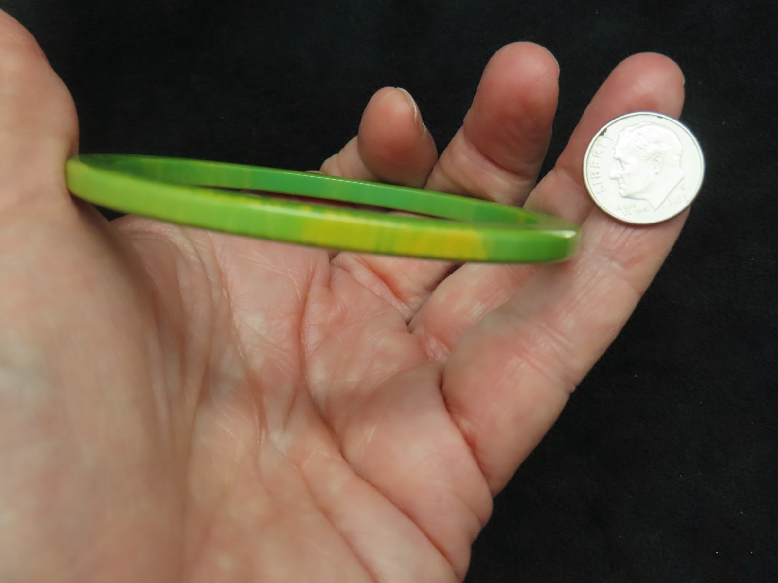 Vintage Thin Lime Green Marbleized “Spacer” Bracelet 9.5″
