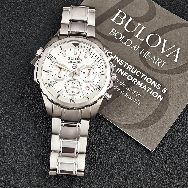 Bulova 96B255 Marine Star Chronograph Men’s White Watch 43 mm