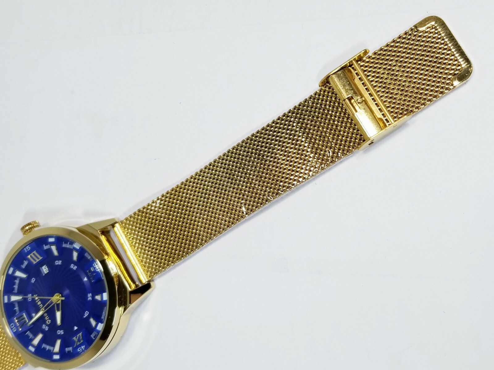 ONE QUARTER 45mm Stainless Steel Quartz 30m Water Resistant Blue/Gold Watch