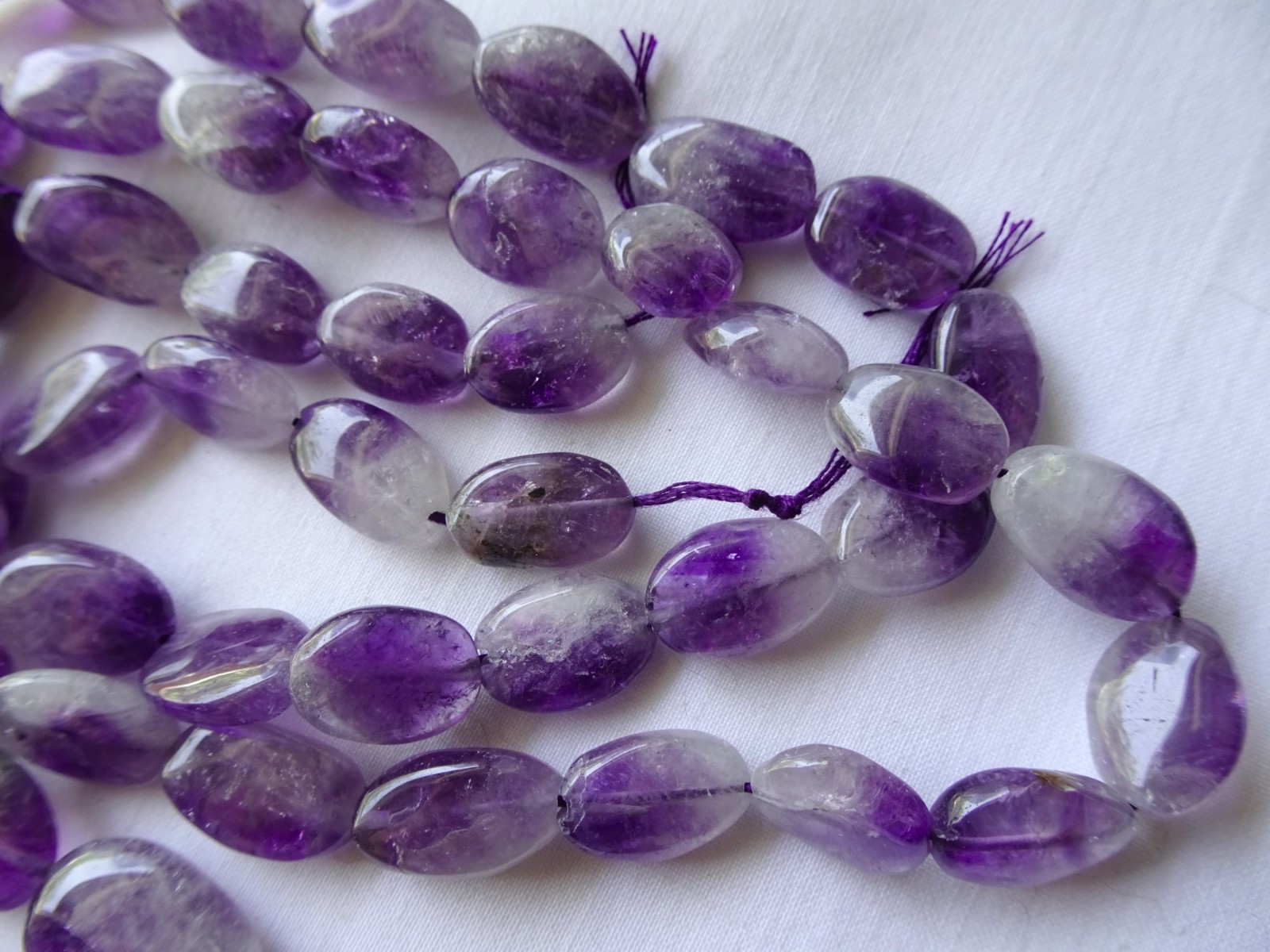 13″ Strand Natural Amethyst 10-14mm L Smooth Puffy Oval Stone Beads A533 DNG