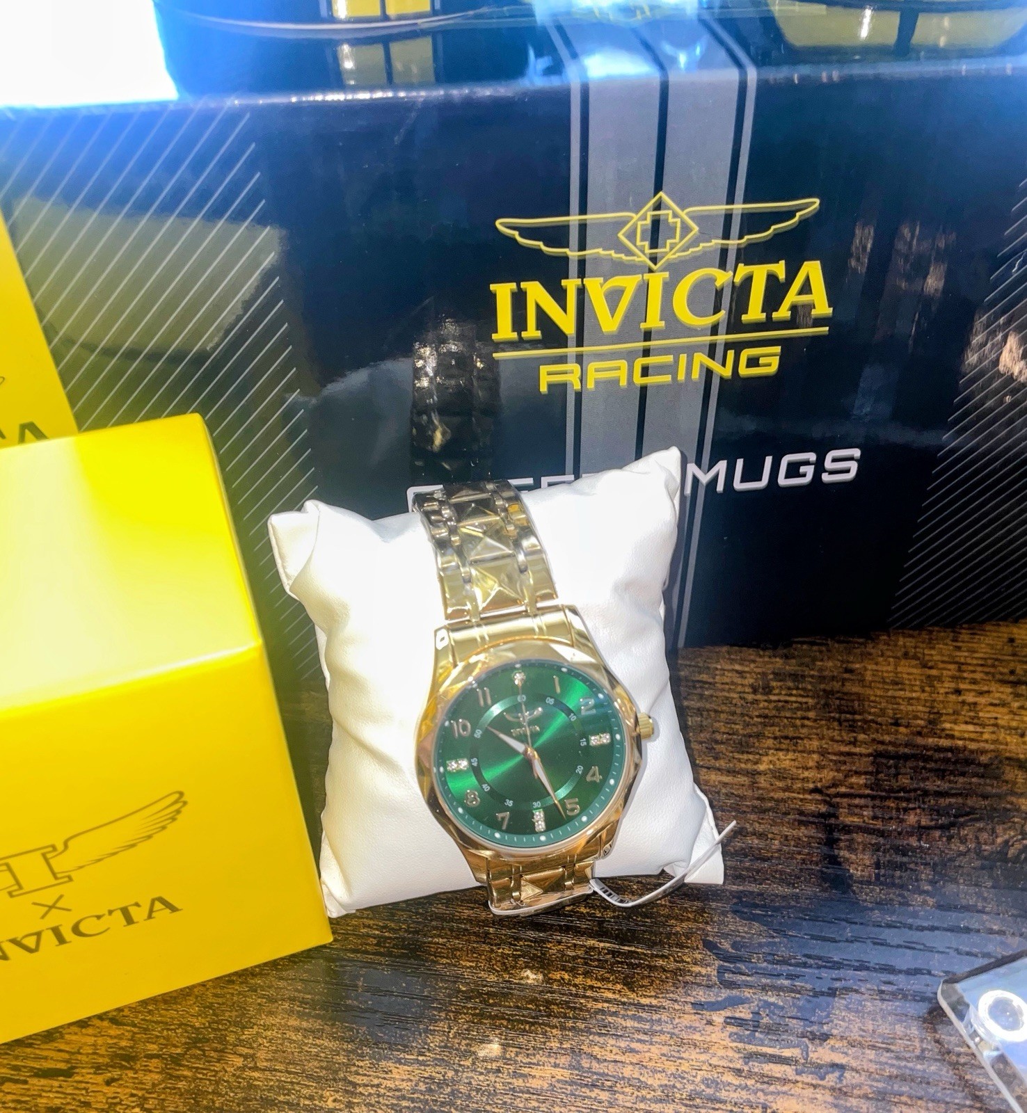 Invicta Specialty 41mm Gold Plated Green Dial Crystal Accents Mens Watch 69021