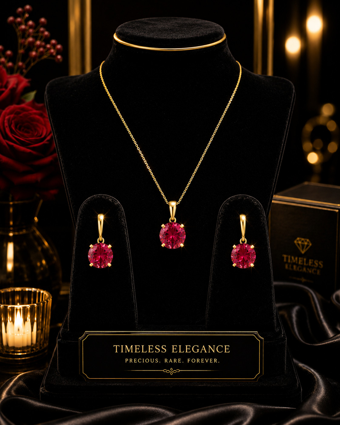 Yellow Gold Ruby Solitaire Pendant Hallmarked British Made All Chain Lengths