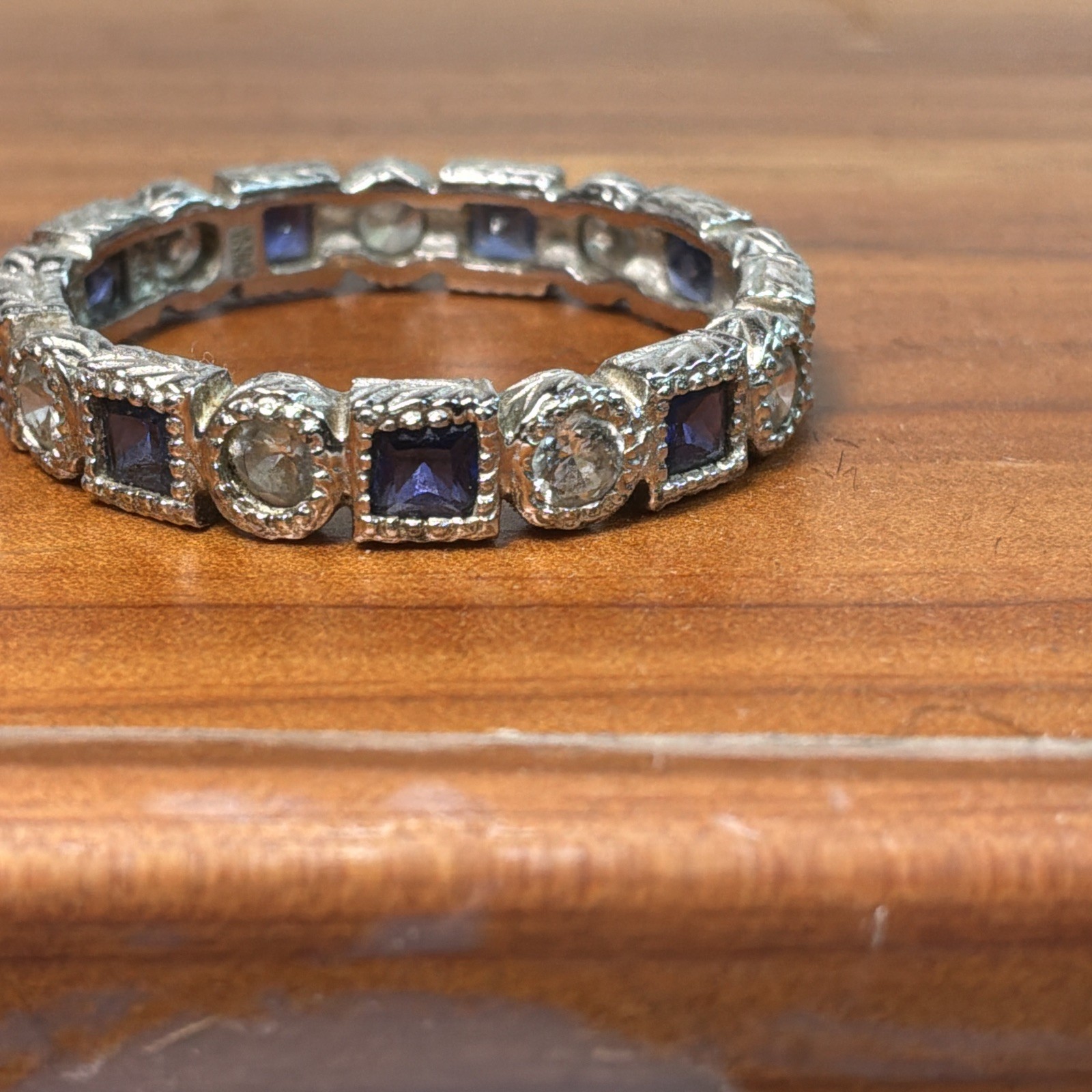 Sterling Silver Baguette Sapphire Tested Wedding Lab Created Ring Size 9