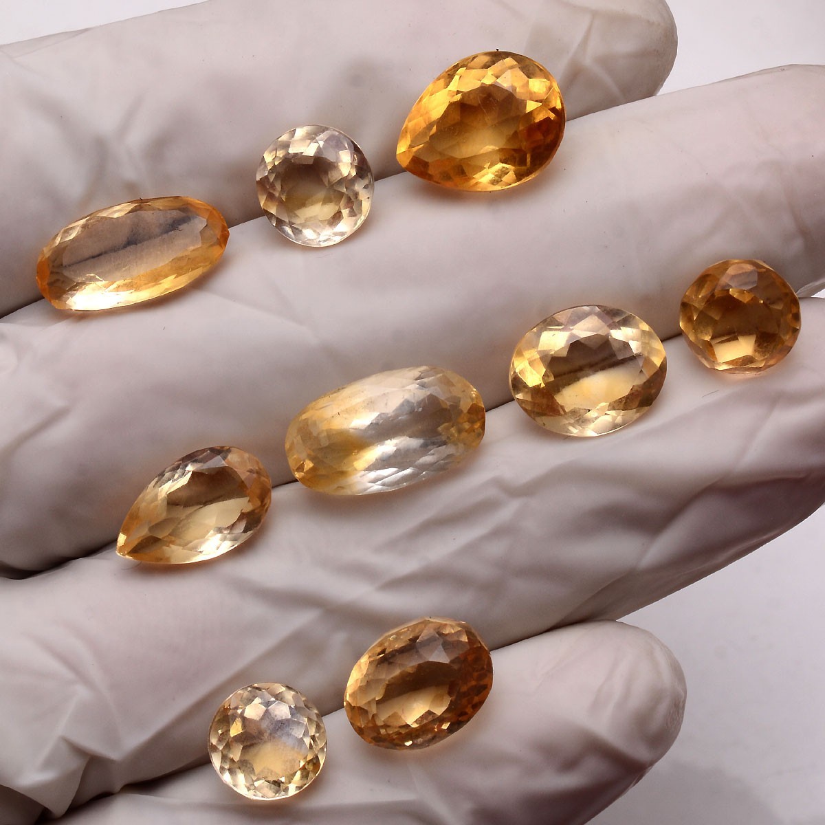 Set Of 9 Pcs Natural Golden Citrine 8mm-15mm Mix Faceted Cut Loose Gemstones Lot