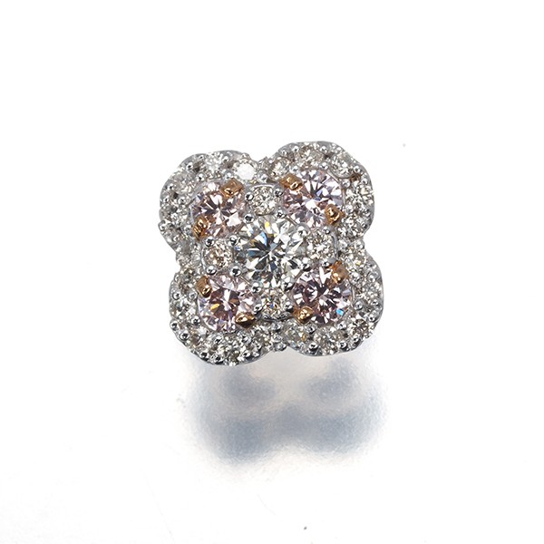 Pink &Clear Diamond 0.13ct/0.09ct Paved Pendant 900 Platinum