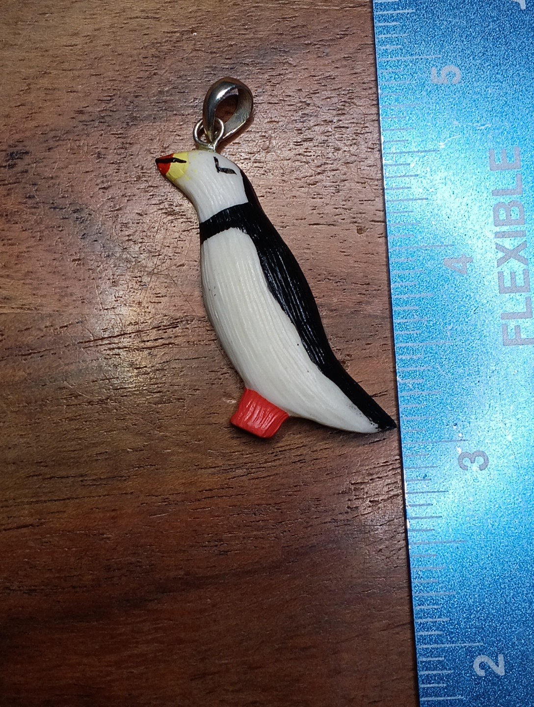 HANDMADE CARVED WATER BUFFALO BONE PUFFIN BIRD ALASKA BONEYARD COLLECTION