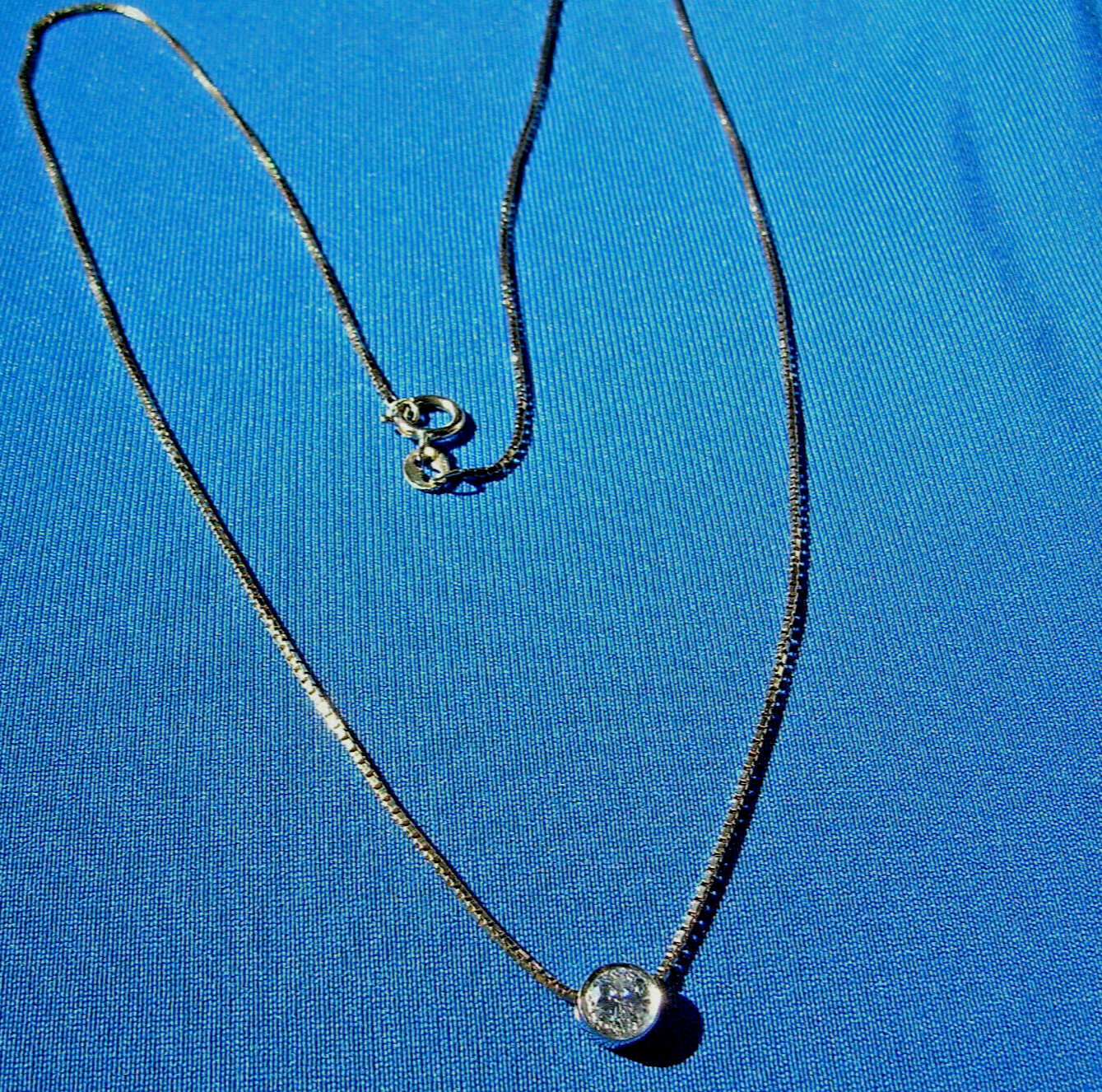 EARTH MINED DIAMOND Station Deco Pendant Necklaces SOLID 14K GOLD 18″ inch Chain