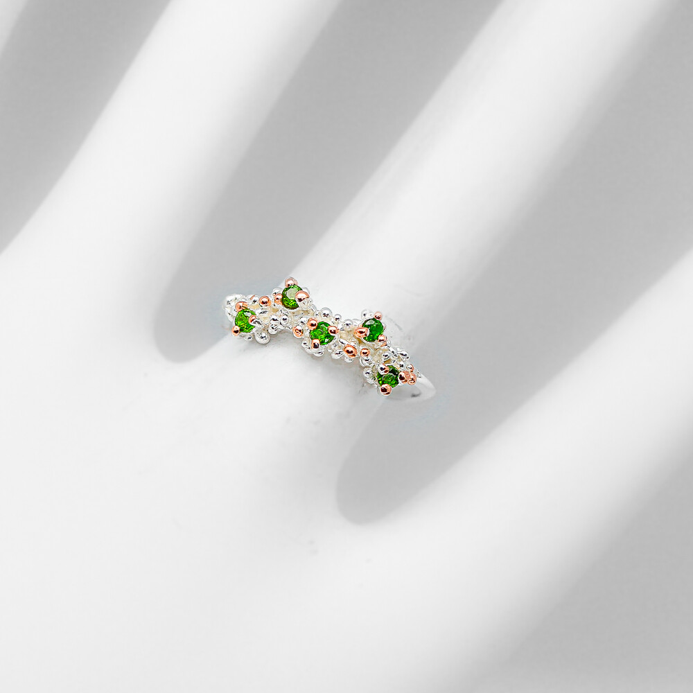 Not Enhanced Natural Chrome Diopside 925 Sterling Silver ring /RVS263