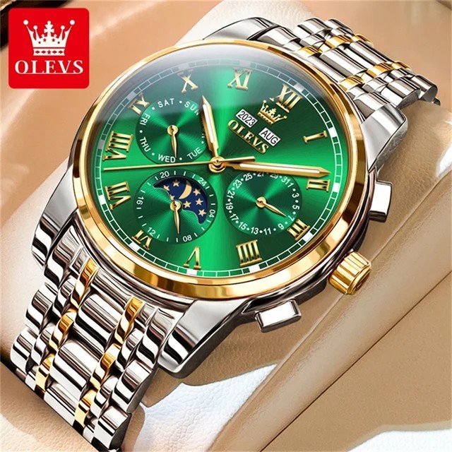 Automatic Mechanical Waterproof Watch Moon Phase Luxury Dial Men’s Men Strap