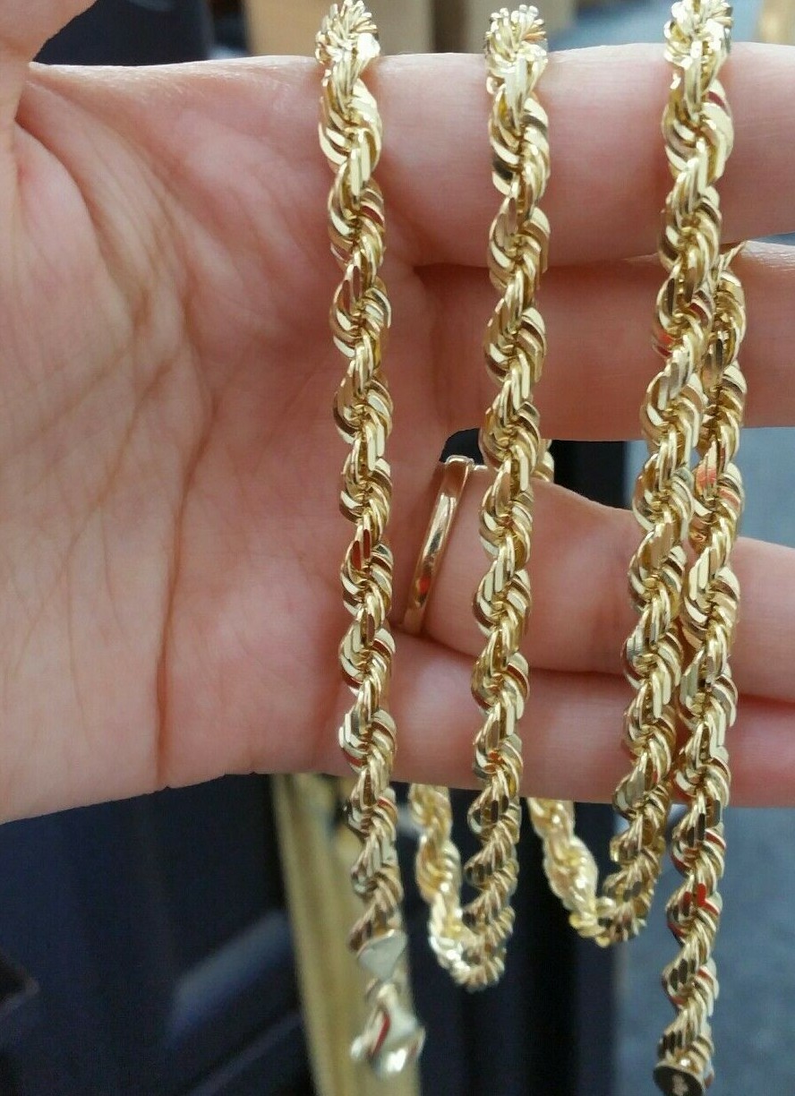 Real 10k Gold Rope Necklace Chain SOLID 6mm 20 22 24 26 28″ Inch