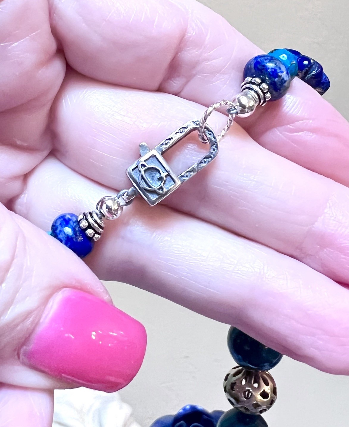 GORGEOUS Artisan Sterling Silver Azurite, Chrysocolla, Lapis, Etc. Necklace
