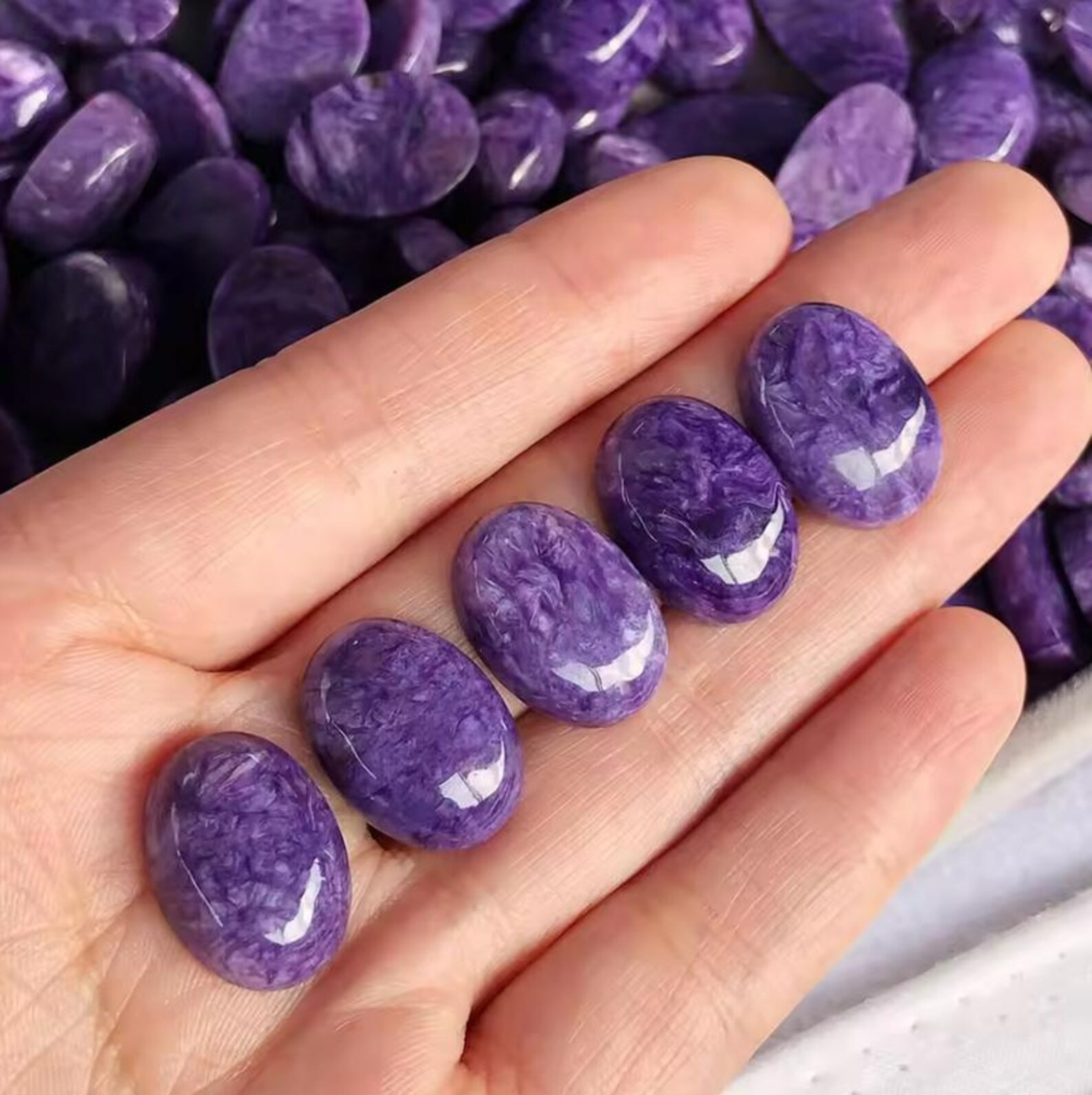 Natural Charoite Oval Cabochon AAA Purple Siberian Gem 8x10mm-15x20mm Lot