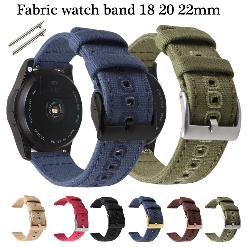 Quick Pins Weave Nylon Fabric Strap 18 20 22mm Sport Watch Band Blk Gold Buckle