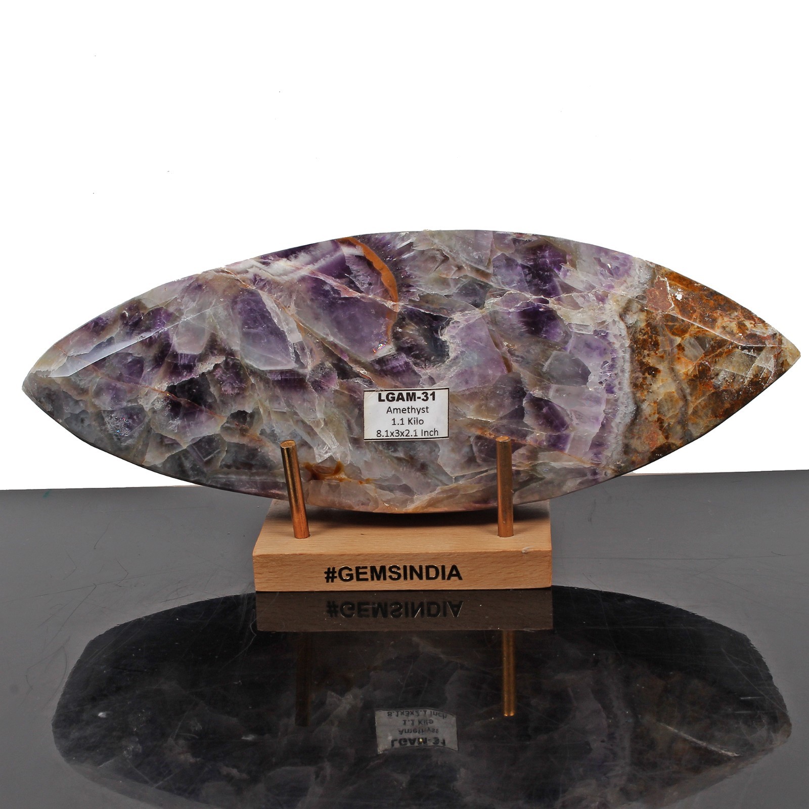 Natural Chevron Amethyst Loose Gemstone 1.1kg Huge Marquise Cut Untreated