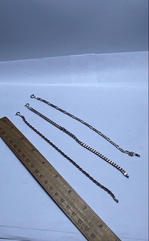 Sterling Silver 925 Bracelet Lot of 3 Milor Rope Curb Figaro 7″ 7.5″ 15.3g