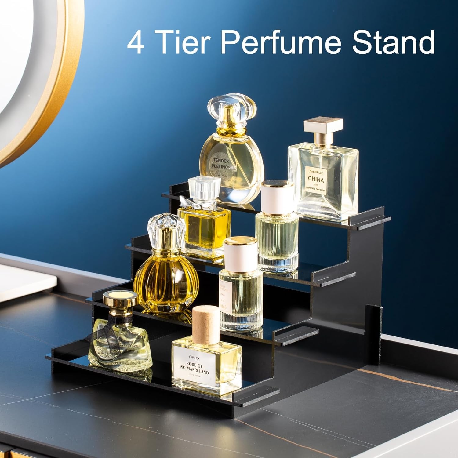 4-Tier Black Acrylic Display Risers Perfume Organizer Cupcake Stand Funko POP Di