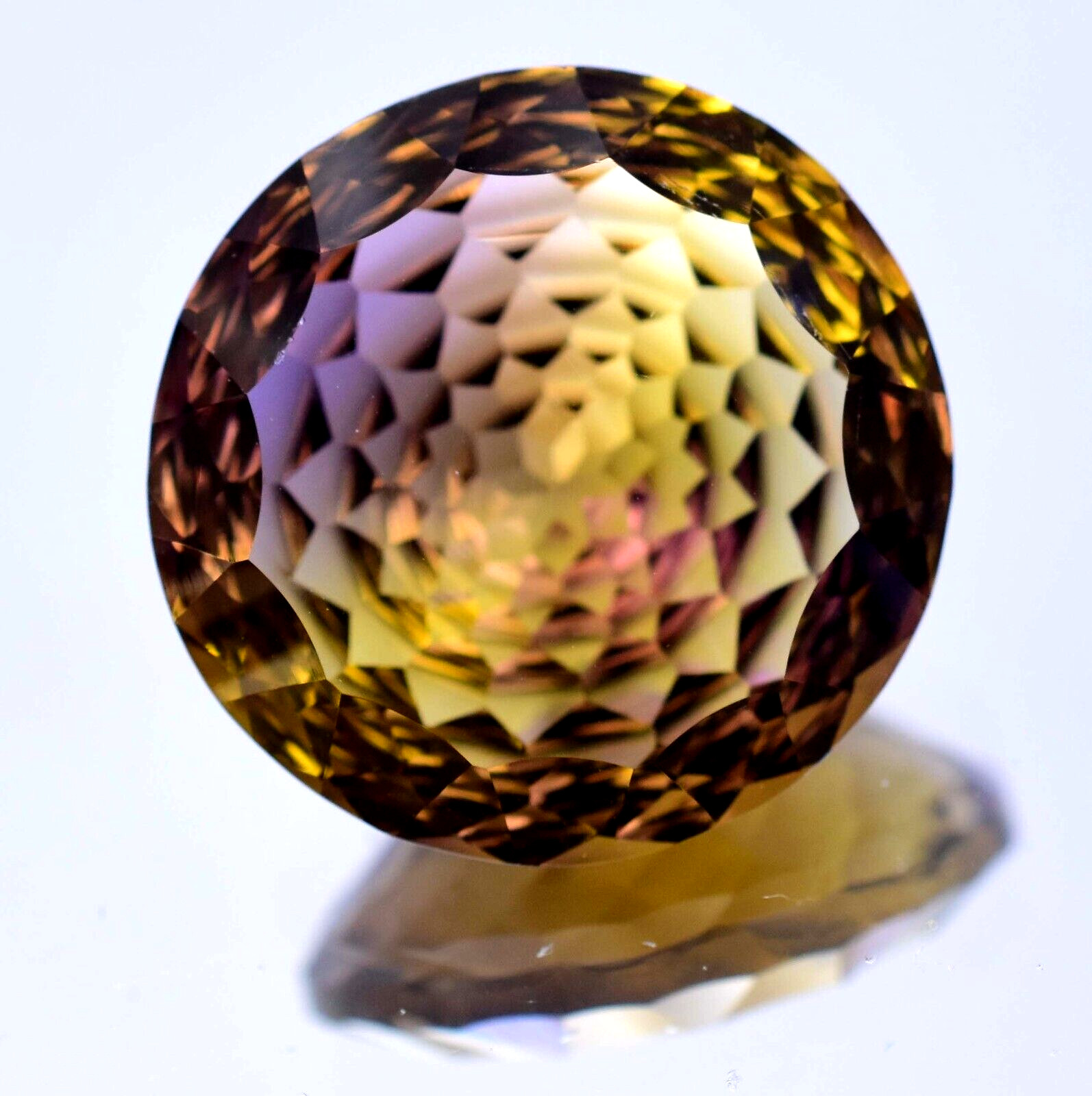 Flawless Natural Bi-Color Ametrine 24.75 Ct Round Certified Untreated Gemstone