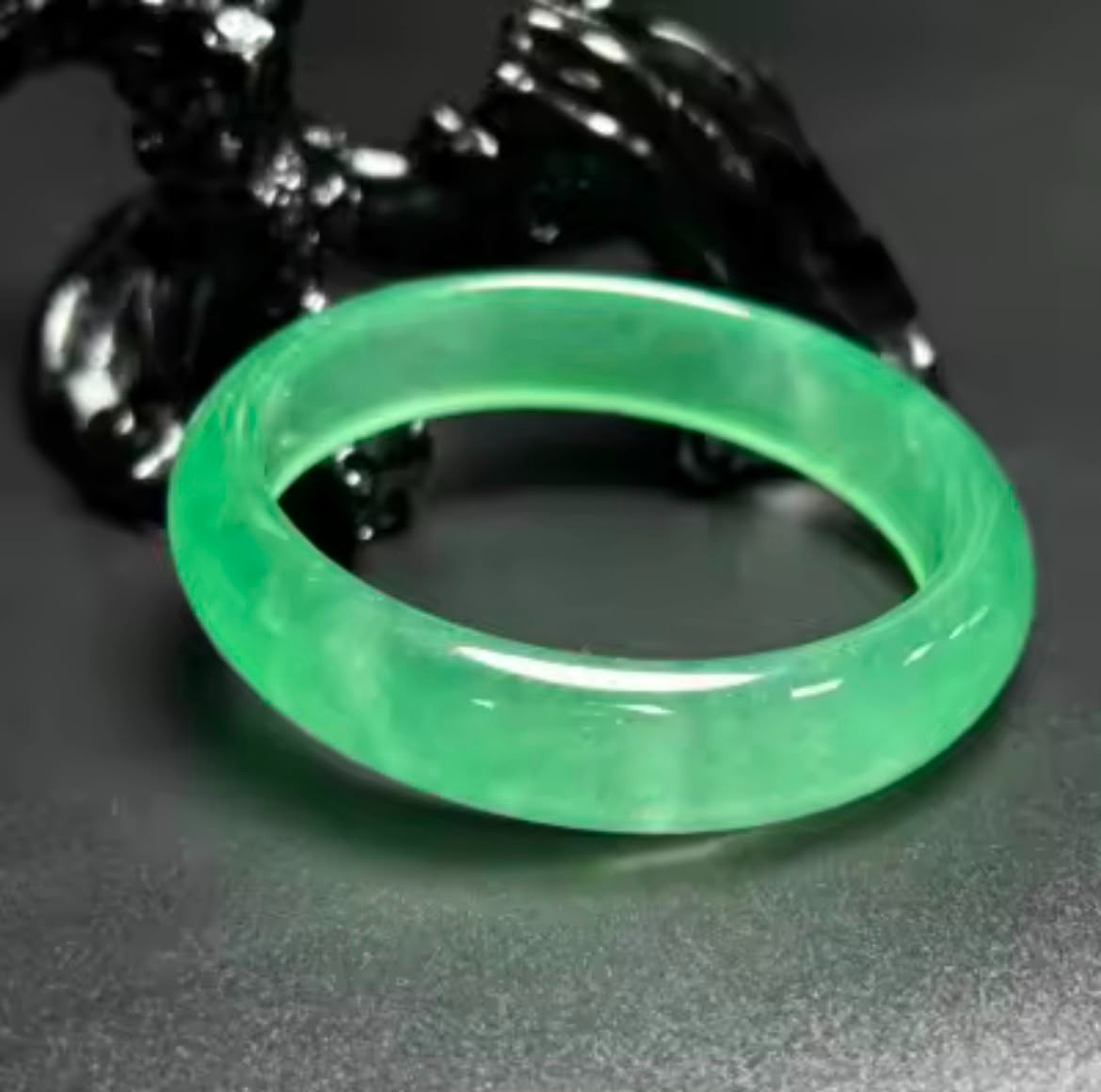 Natural Grade AAA Rare Icy Green Burmese Jadeite Jade Bangle Bracelet 54-64mm