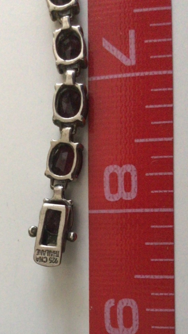 STERLING SILVER & GARNET 8” BRACELET – MARKED 925 CNA THAILAND