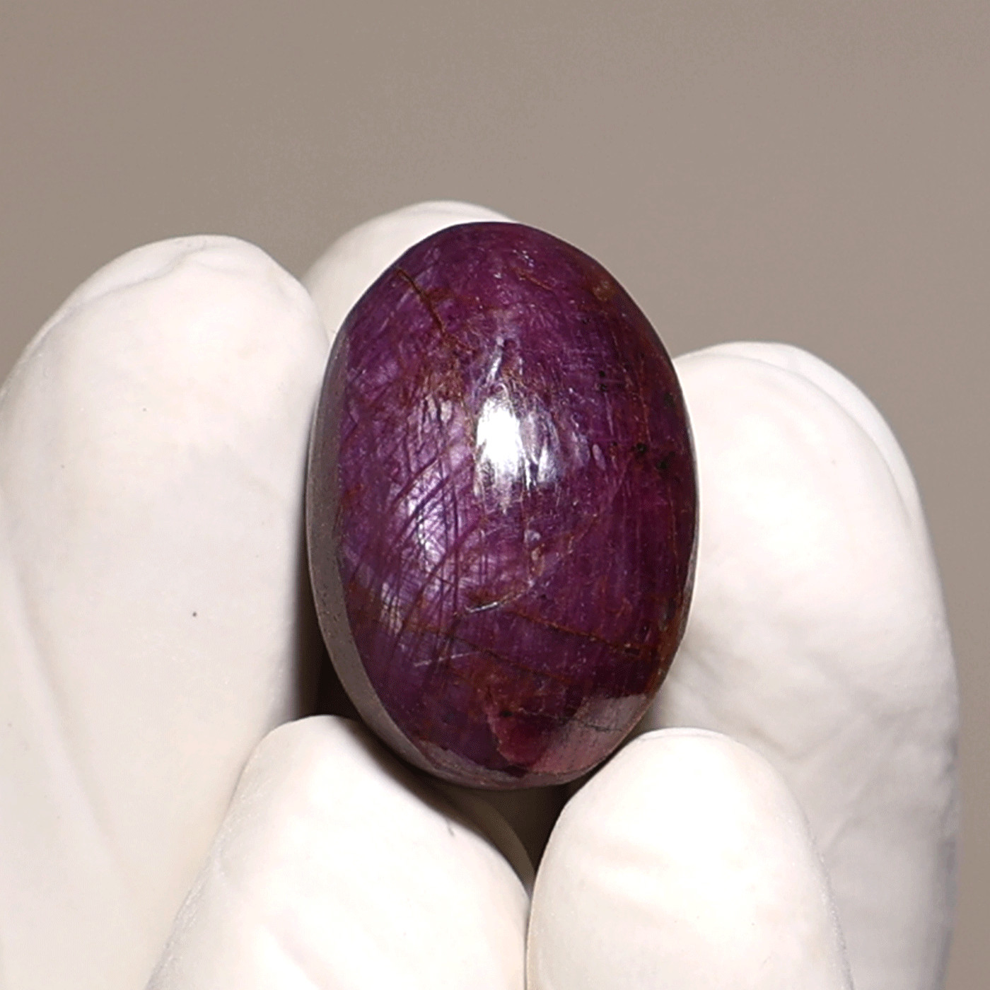 60 CT Red Star Ruby Cabochon — 24mmx16mm Subtle Asterism Hi-Grade Oval Gemstone