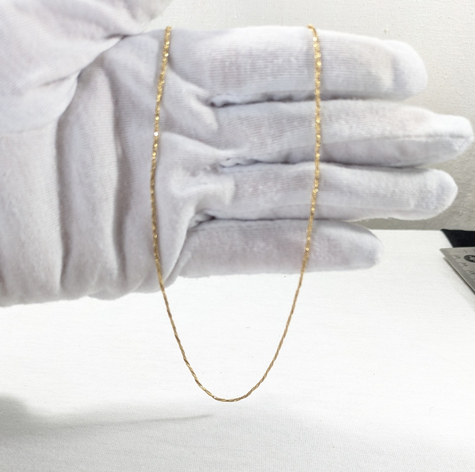 14-18k 3.17g Yellow Gold 750 Stamped Diamond Cut Necklace Italy 18″ Fine Jewelry