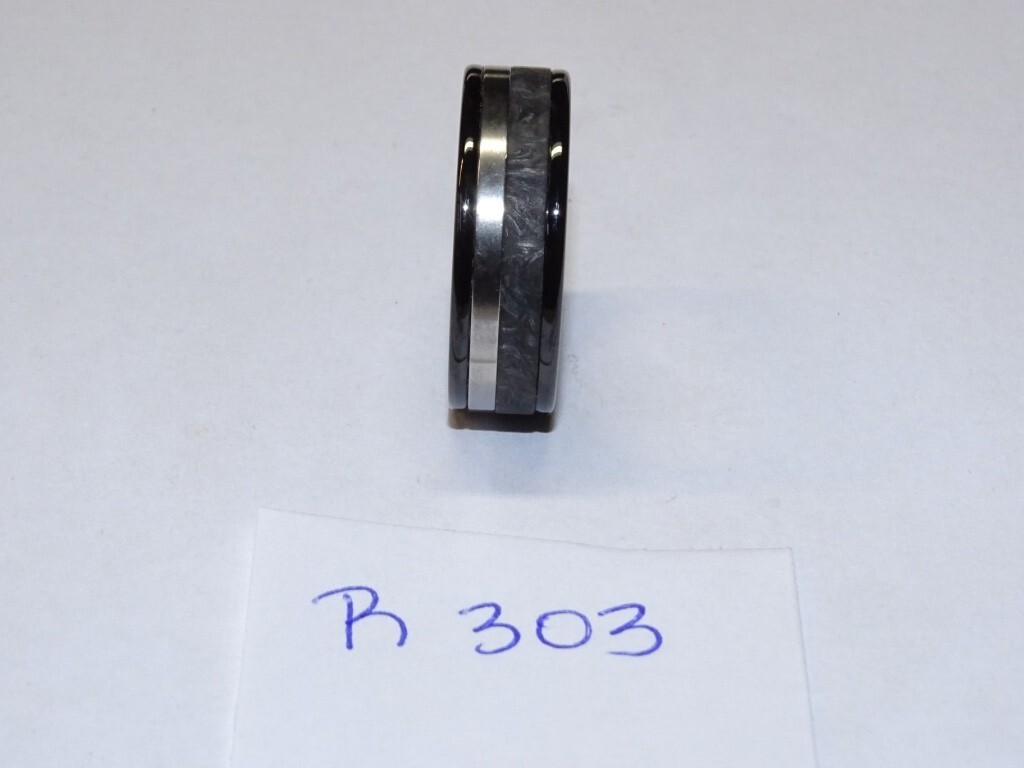 Triton Tungsten Carbide Wedding Ring 8mm Size 10 Black w/Grey Center #R303