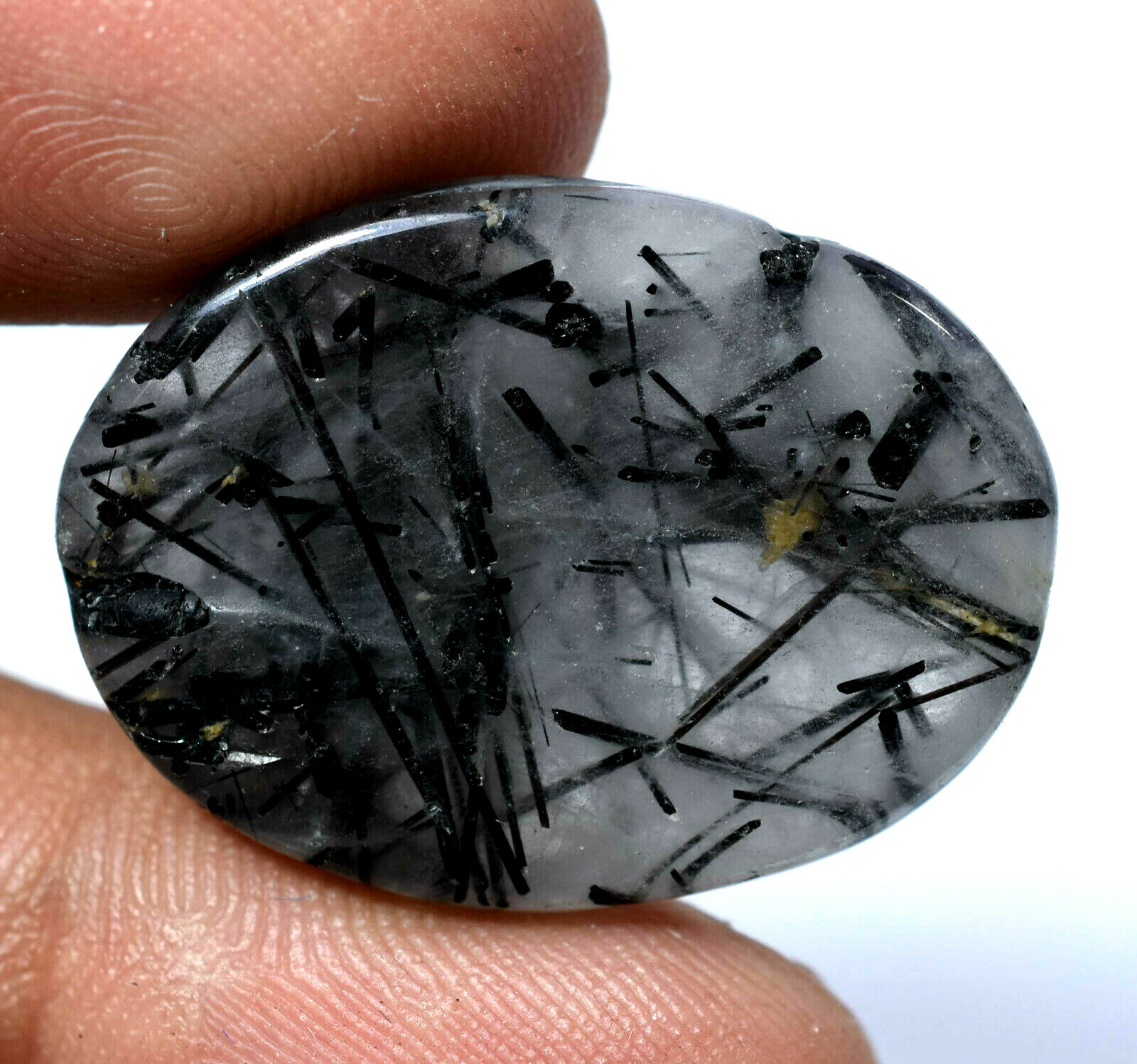 40.55 CT Natural Rutilated Quartz Inside Black Rutil Cabochon Fine AAA+ Gemstone