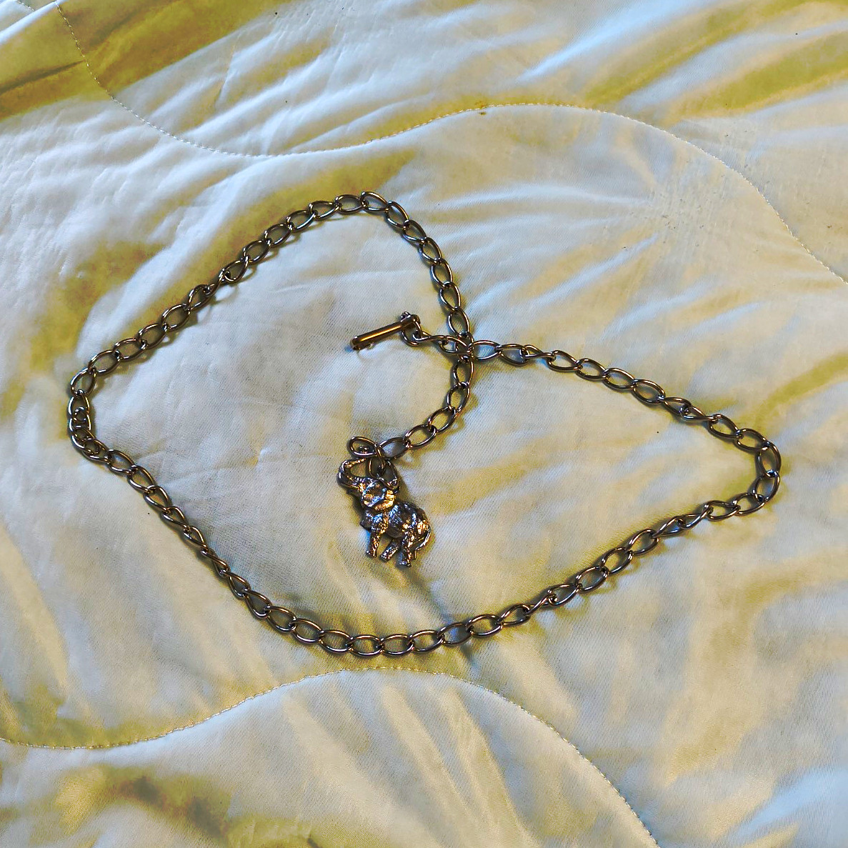 Vintage Elephant Belly Chain Silver Tone Metal