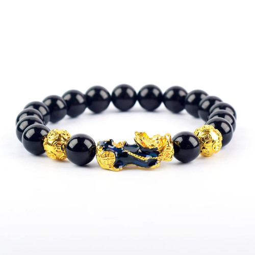 Feng Shui Obsidian Stone Beads Bracelet Men Women Wristband