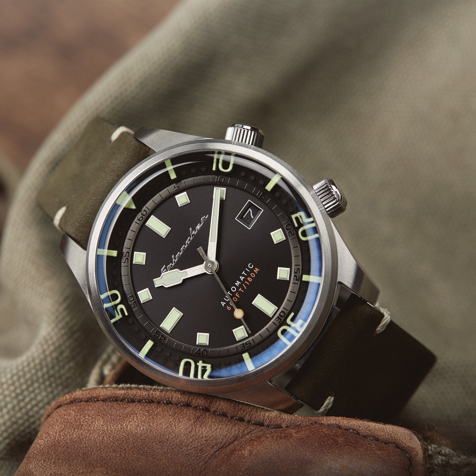 Spinnaker Bradner Black / Green / Leather | Black Dial 42mm Japanese Automatic W