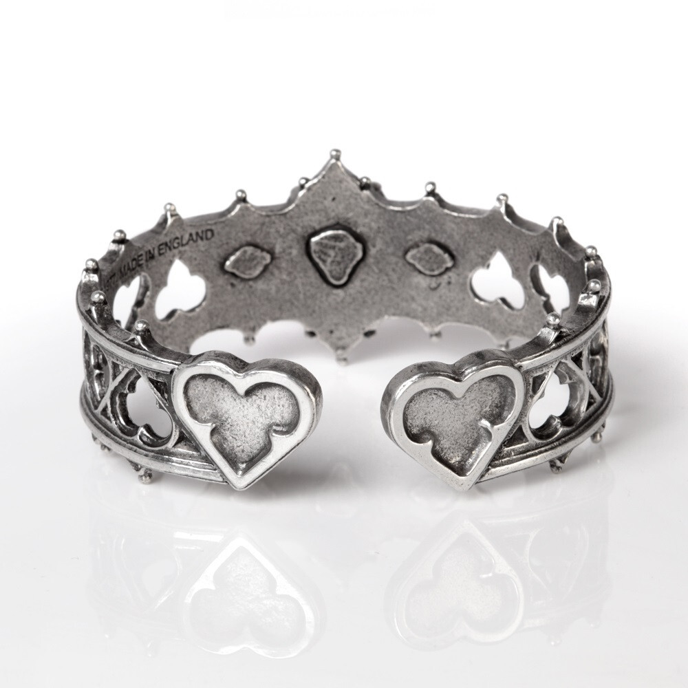 Alchemy Gothic Elizabethan Queen Regal Cuff Bracelet Love Red Crystal Hearts A78