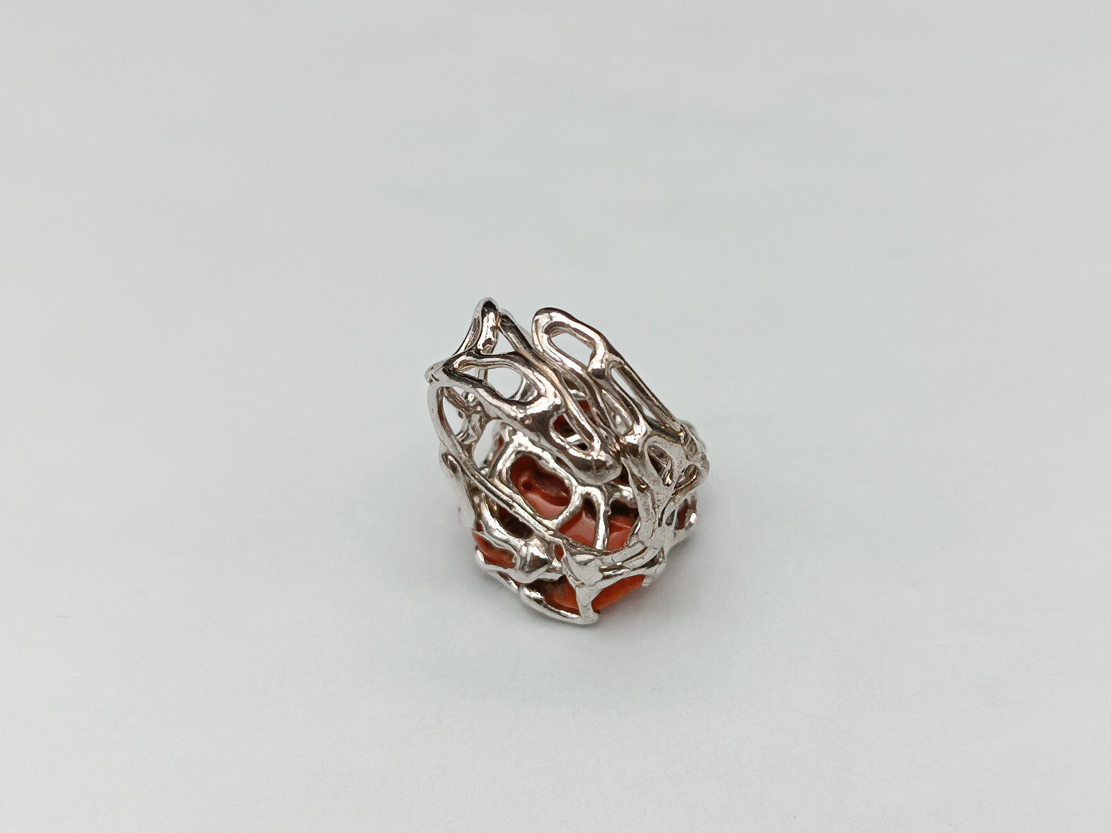 Women’s Ring Real Red Italian Red Silver White 925 Adjustable Band