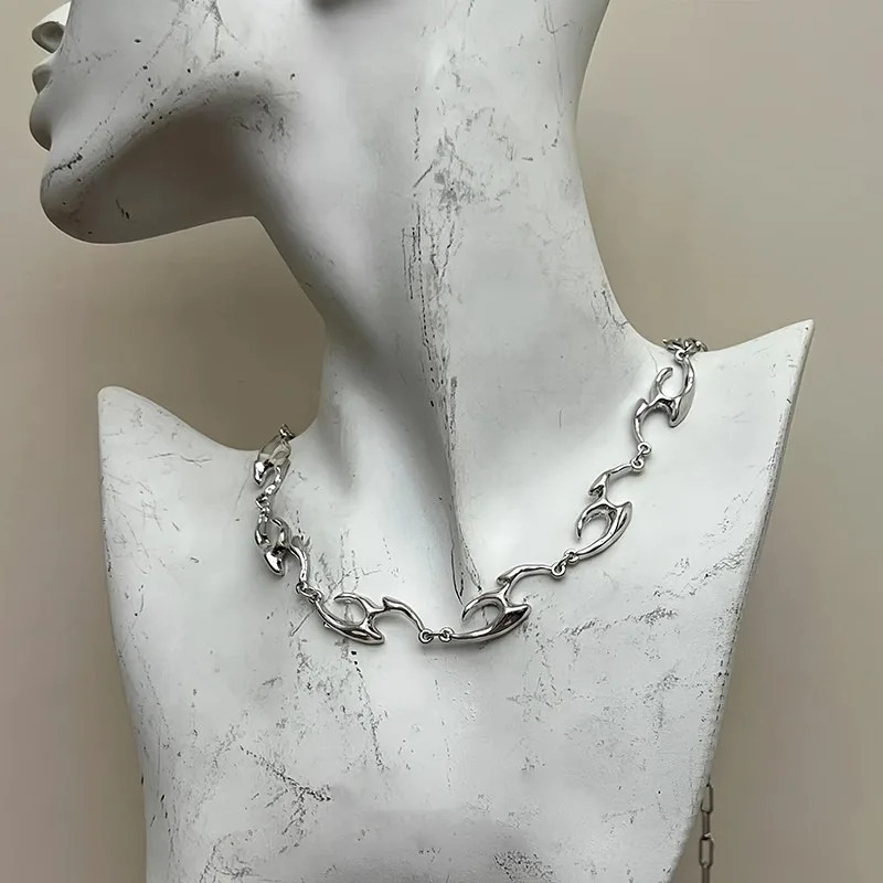 New Punk Irregular Titanium Steel Necklace for Man Hip Hop Necklace Collar Chai