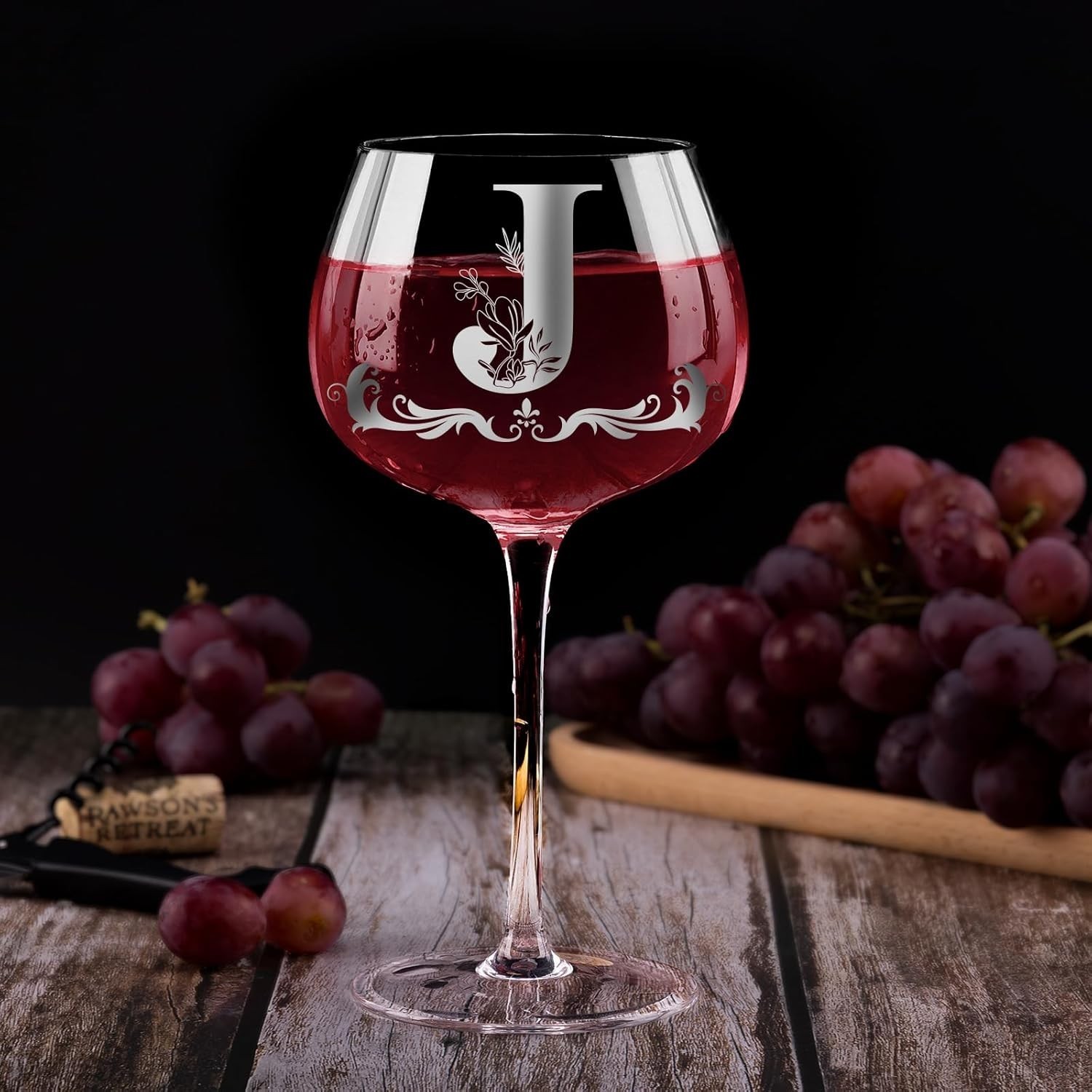Personalized Monogram Gifts Women Customized Initial A-Z Wine Glass Unique