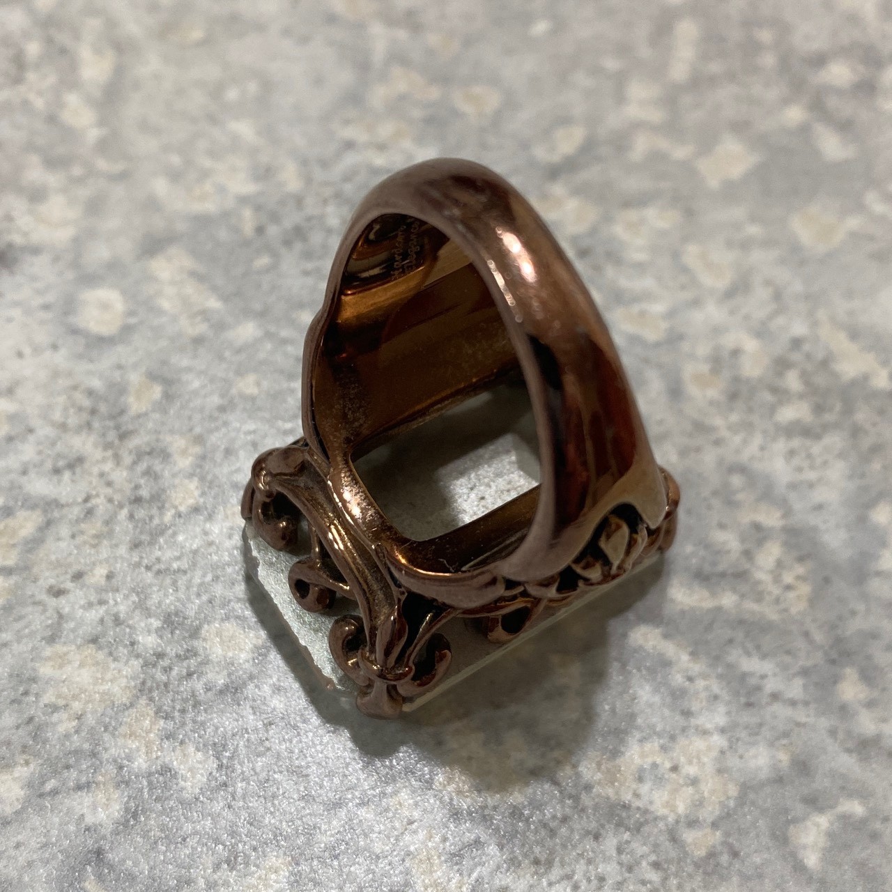 Hardcore Elegance rare antique vintage opal brass ring with size 7. Women’s des.