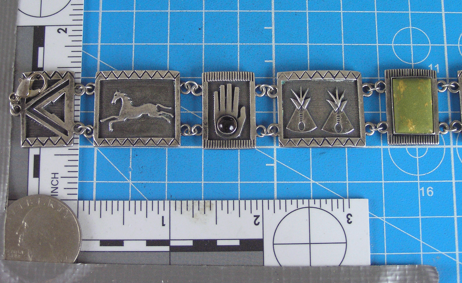RARE Carolyn Pollack Victoria Adams Sterling Silver Storyteller Panel Bracelet