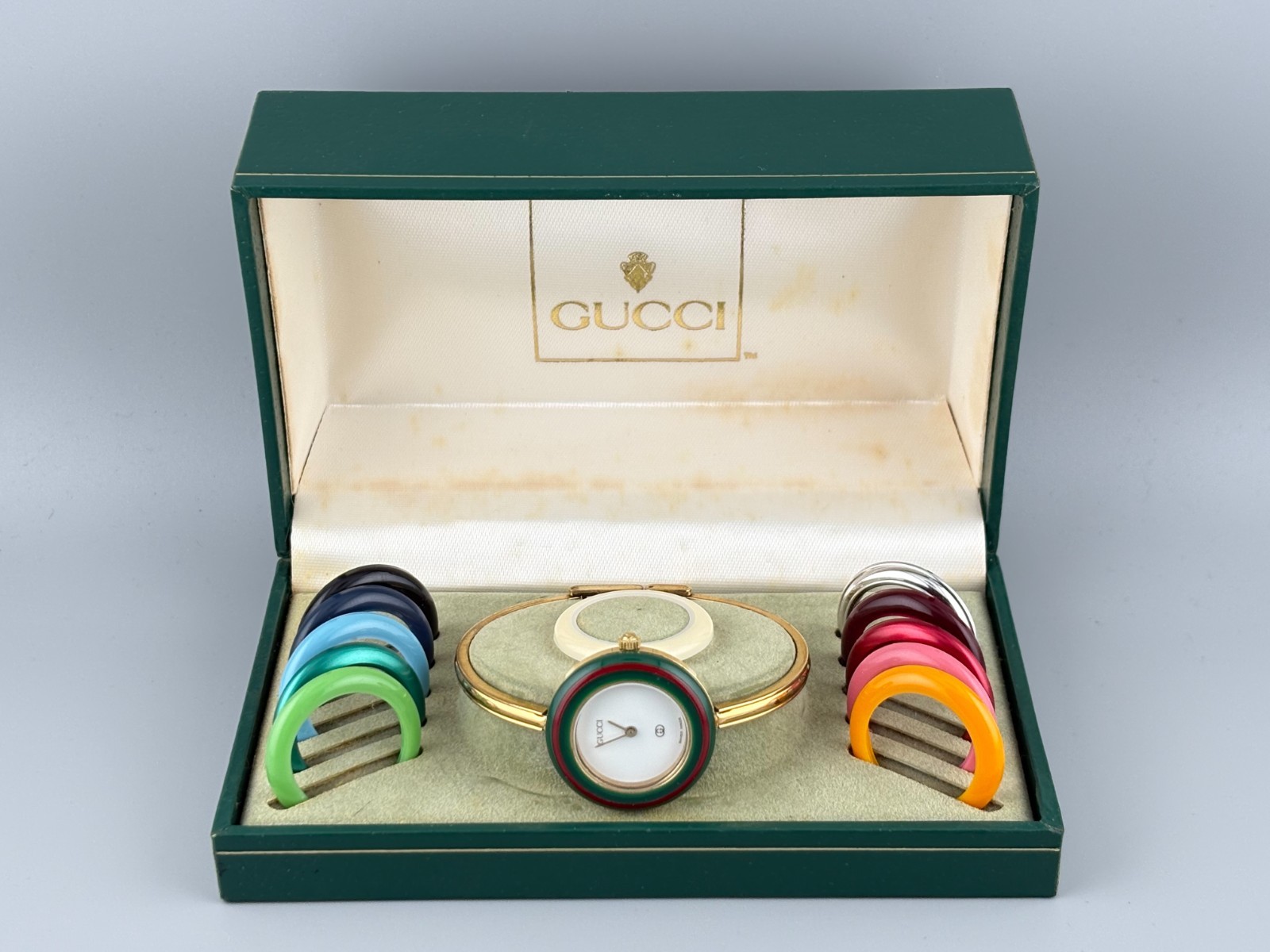 [S Size Very Good+5] Gucci Change Bezel 11/12.2 Women Watch Gold White 12 Colors