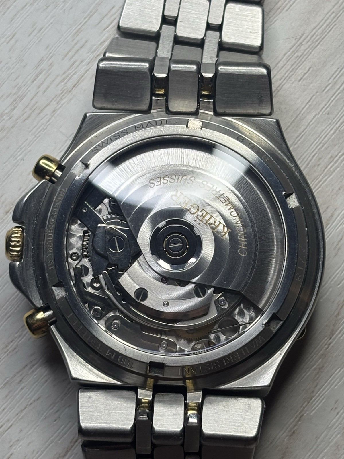 18K & Stainless St. Krieger B929 Automatic Tri Chronograph Certified Chronometer