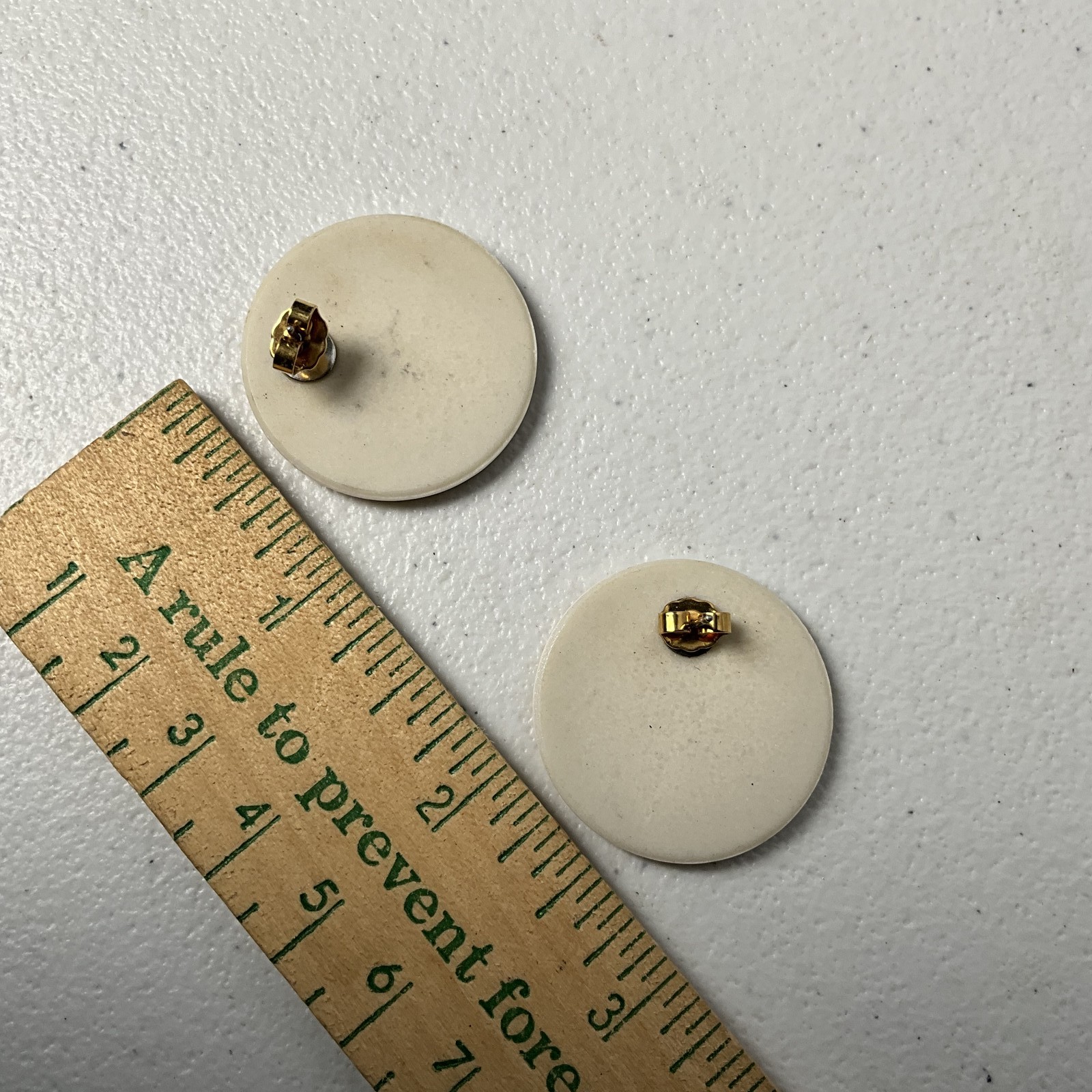 Vintage Style Abstract Swirl Enamel Gold Tone Stud Earrings Blue Green Gold