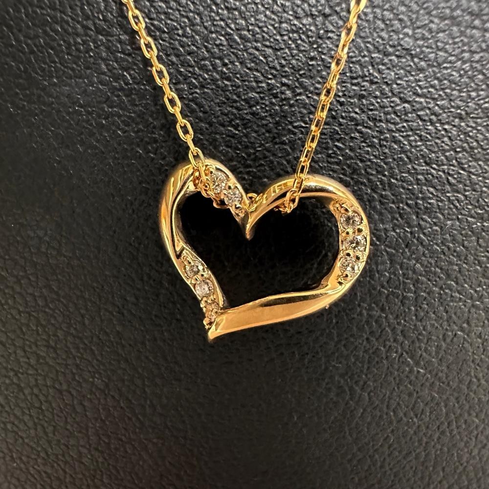 Samantha Tiara Heart diamond Total 0.06ct Necklace K18PG pink gold 2.3g 15.9…