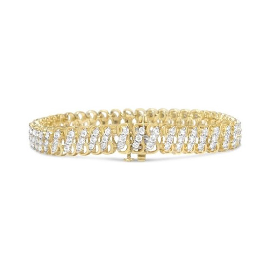 10k Solid Yellow Gold 4.0 ctw Diamond S Link Band Tennis Bracelet 7.0” MOTIVATED