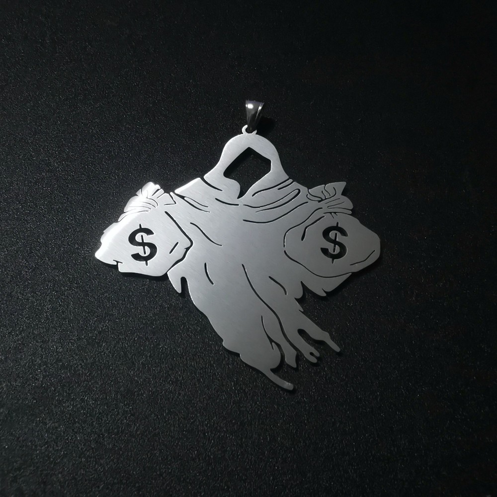 Big MOUND RICH Haunted Charm Juggalo Pendant Necklace Stainless steel Chain 30”