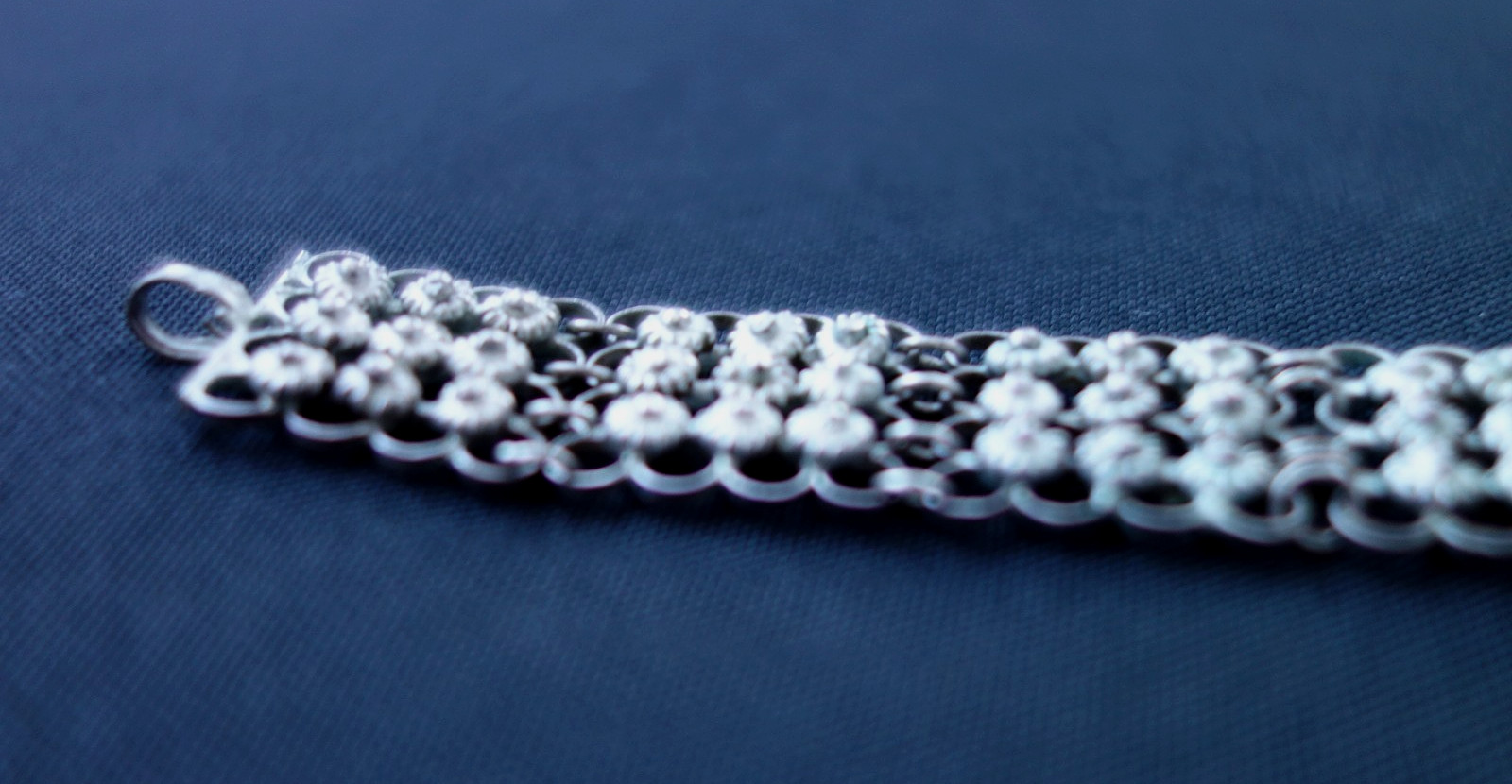 Vintage Handcrafted Ornamental Silver bracelet – India / Asia 17.5cm long